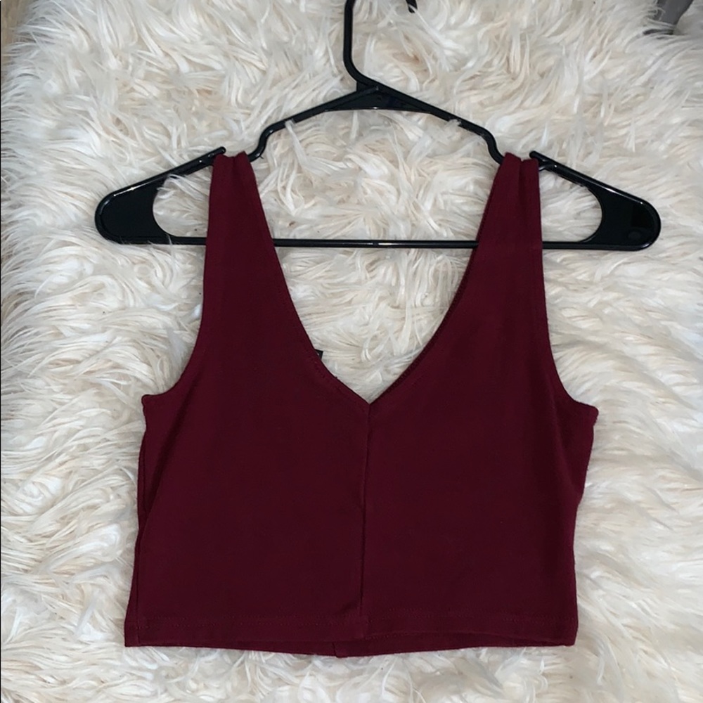 V- Neck maroon crop top